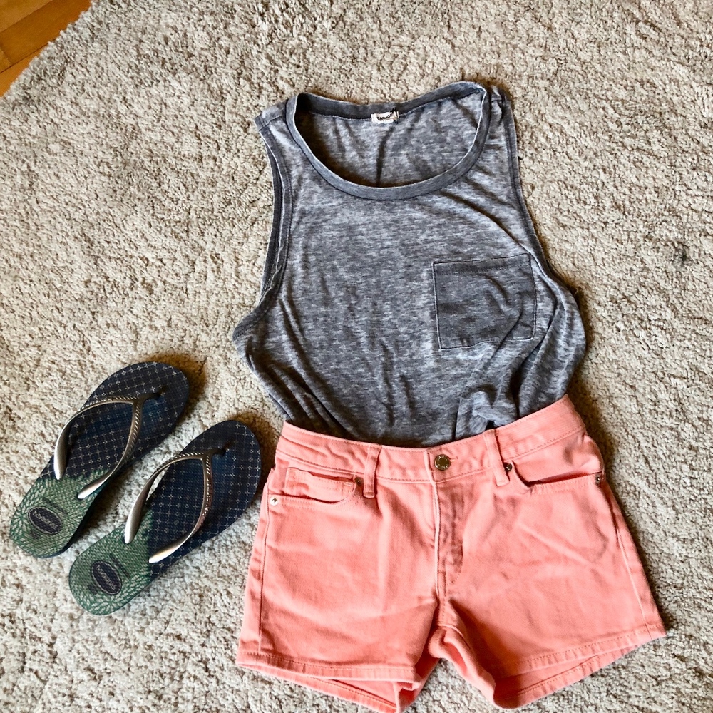 Uniqlo Girls Coral Denim Shorts